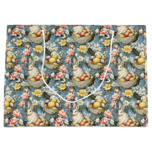 Pasen  konijnenlentepatroon groot cadeauzakje (Voorkant)