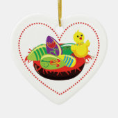 Pasen kuiken en eieren aangepaste kerstversiering keramisch ornament (Voorkant)