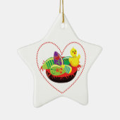 Pasen kuiken en eieren aangepaste kerstversiering keramisch ornament (Rechts)