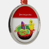 Pasen kuiken en eieren aangepaste kerstversiering metalen ornament (Rechts)