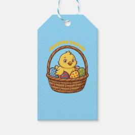 Pasen Kuiken in een Mandje Label Cadeaulabel