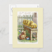 Pasen - Kuikens, Eieren & Banken - Antiek Briefkaa Feestdagenkaart (Voorkant / Achterkant)