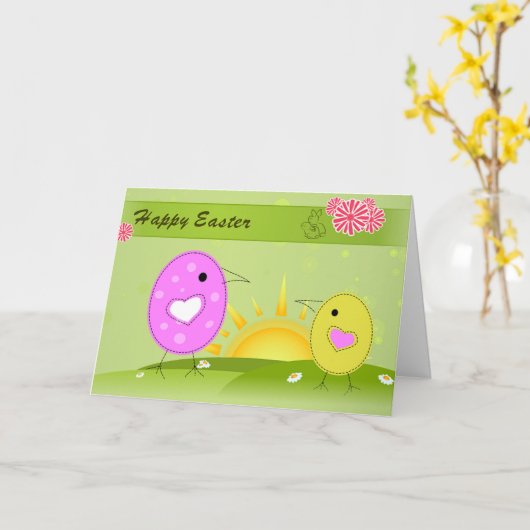 Pasen Kuikens Kaart (Gele Bloem)