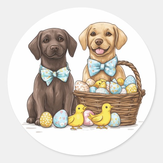 Pasen Labrador Retriever Honden Ronde Sticker (Voorkant)