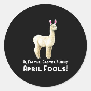 Pasen Lama Grappig 1 Aprilgrap Paas Konijn T-Shirt Ronde Sticker