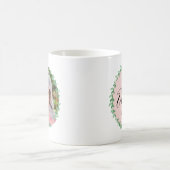 Pasen Laurel Leaf Pink Green Floral Foto Mok (Center)