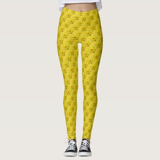 Pasen Leggings Pasen Daffodil Bloemen Broek (Voorkant)