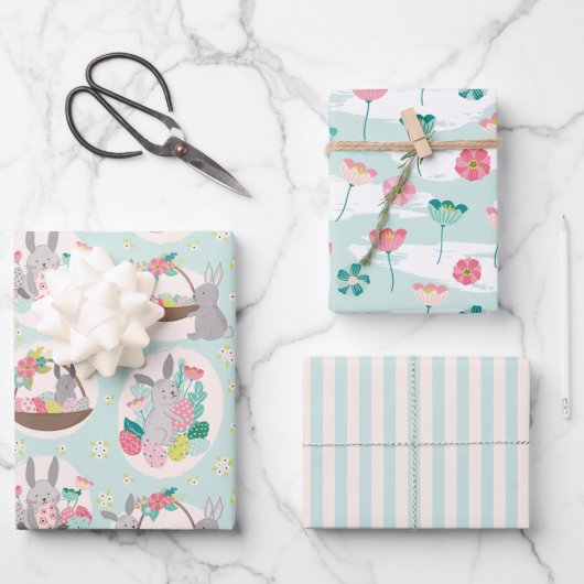 Pasen lente inpakpapier set van 3 vel (Voorkant)