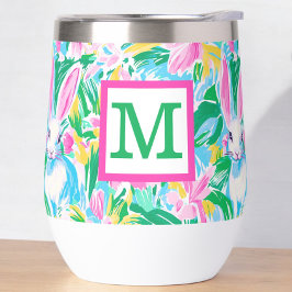 Pasen lente konijntjes bloemen Preppy Monogram