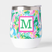 Pasen lente konijntjes bloemen Preppy Monogram (Links)