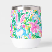 Pasen lente konijntjes bloemen Preppy Monogram (Achterkant)