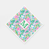 Pasen lente konijntjes bloemen Preppy Monogram Servet (Hoek)