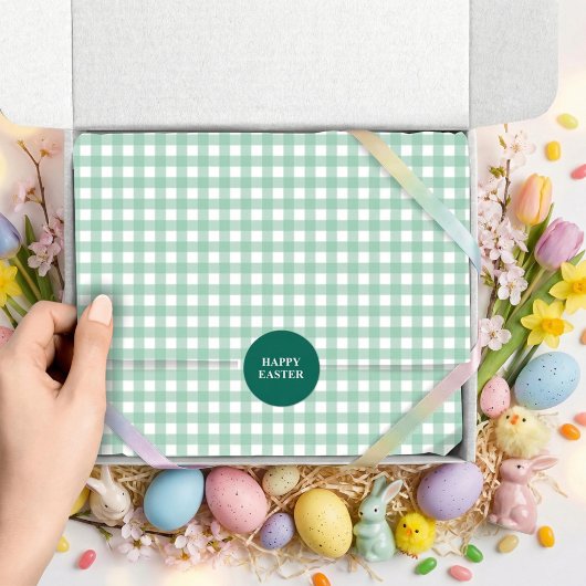 Pasen Lente Mint Groen Gingham Tissuepapier