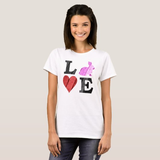 Pasen LIEFDE met Hart en Bunny T-shirt (Voorkant volledig)