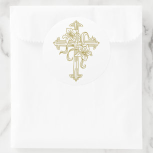 Pasen Lily Cross Ronde Sticker