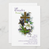 Pasen Lily & Cross Uitnodiging (Voorkant / Achterkant)