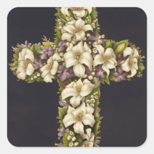 Pasen Lily Cross Vierkante Sticker