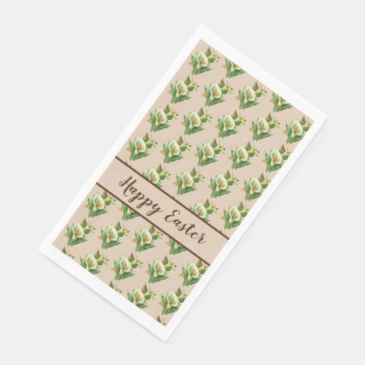 Pasen Lily Floral Pattern Servet (Hoek)