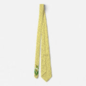 Pasen Lily Gold Damask op gele achtergrond Stropda Stropdas (Achterkant)