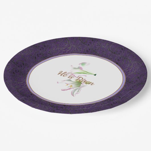 Pasen Lily Paper Borden Hij is gerezen Papieren Bordje (Gekanteld)