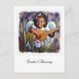 Pasen. Little African American Angel Feestdagenkaart