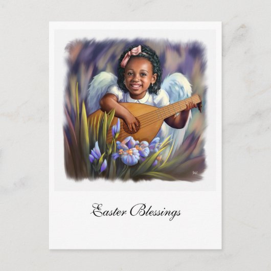 Pasen. Little African American Angel Feestdagenkaart (Voorkant)