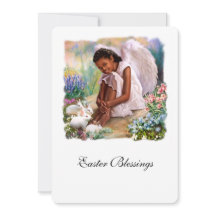 Pasen. Little Afro Angel Flat Kaarten