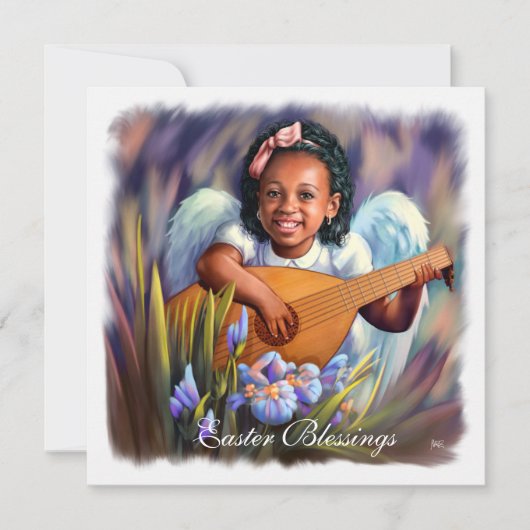 Pasen. Little Afro Angel Flat Kaarten (Voorkant)