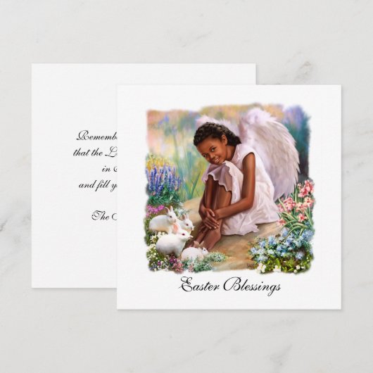 Pasen. Little Afro Angel Flat Kaarten (Voorkant / Achterkant)