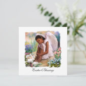 Pasen. Little Afro Angel Flat Kaarten (Staand voorkant)