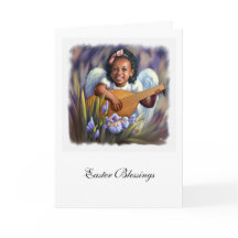 Pasen. Little Afro Angel Wenskaarten