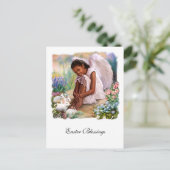 Pasen. Little Angel met Bunnies Feestdagenkaart (Staand voorkant)