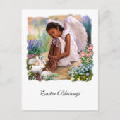 Pasen. Little Angel met Bunnies Feestdagenkaart (Voorkant)