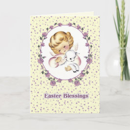 Pasen. Little Angel met Lamb Easter Feestdagen Kaart