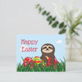 Pasen Luiaard & Eieren Prettig Pasen Feestdagenkaart (Staand voorkant)
