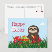 Pasen Luiaard & Eieren Prettig Pasen Feestdagenkaart (Voorkant / Achterkant)