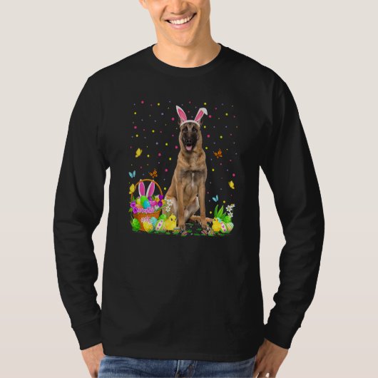 Pasen Malinois Dog Bunny Egg Hunting Malinois Eas T-shirt (Voorkant)
