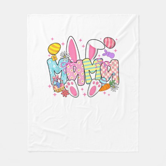 Pasen Mama Konijn Oren Coquette Strik Paashaas Fleece Deken (Voorkant)
