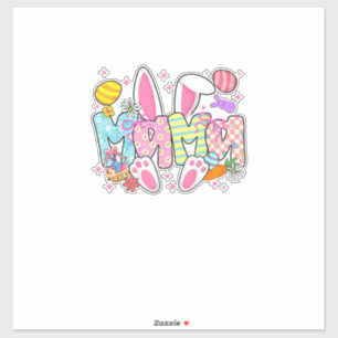 Pasen Mama Konijn Oren Coquette Strik Pasen Konijn Sticker