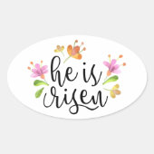 Pasen Matthew 28:6 Hij is Risen Ovale Sticker (Voorkant)