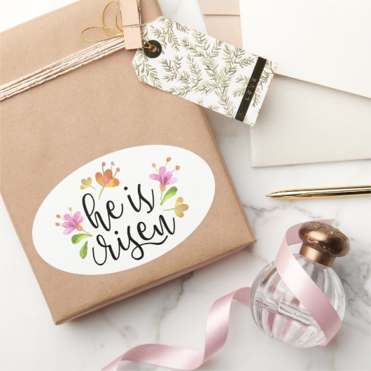 Pasen Matthew 28:6 Hij is Risen Ovale Sticker (Geschenken)