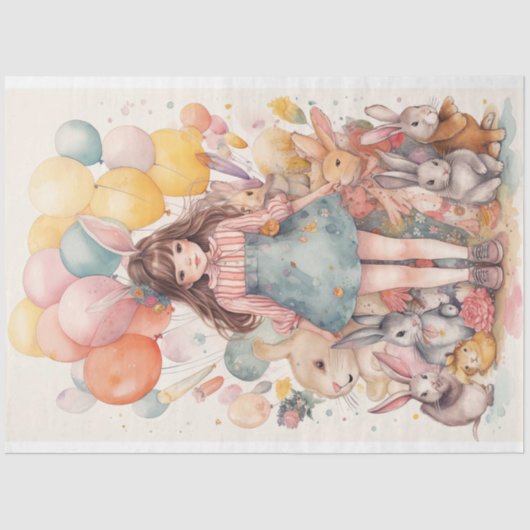 Pasen Meisje 3 Decoupage Papier (Voorkant)