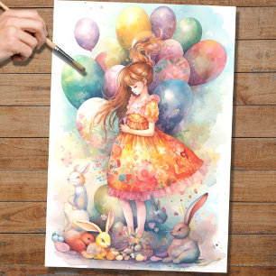 Pasen Meisje 4 Decoupage Papier