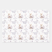 Pasen Meisje Konijn Gepersonaliseerde Naam Paarse Inpakpapier Vel (Voorkant)