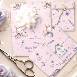 Pasen Meisje Konijn Gepersonaliseerde Naam Roze Pa Inpakpapier Vel