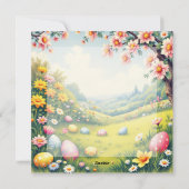 Pasen Meisje met konijnen Feestdagenkaart (Achterkant)