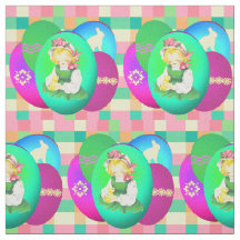 Pasen Meisje Met Paaseieren Op Plaid