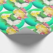 Pasen  Meisje Met Pasen Chick Grote Print Cadeaupapier (Hoek)