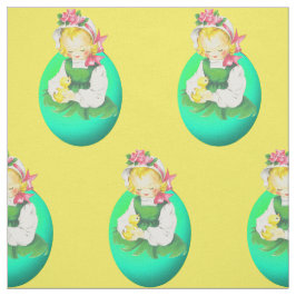 Pasen  Meisje Paasei en Paaskuiken Stof