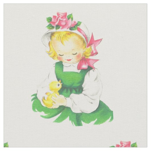 Pasen  Meisje Pasen en Pasen Chick 4.5" Stof (Close Up)